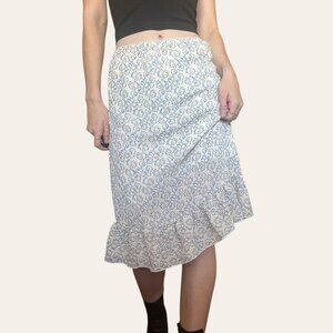 No Boundaries y2k vintage cream blue brown ditsy floral skirt